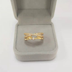 Золотой Латунные кольца-манжеты со стразами для женщин, золотые, внутренний диаметр: 15~20 мм