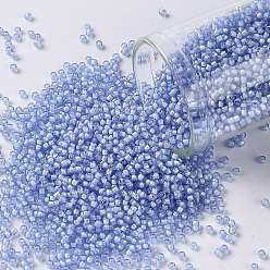 (933) Inside Color Light Sapphire/White Lined TOHO 15/0 Round Beads, Japanese Seed Beads, (933) Inside Color Light Sapphire/White Lined, 1.5mm, Hole: 0.7mm, about 15000pcs/50g