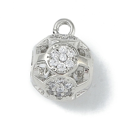 Platinum Rack Plating Brass Micro Pave Cubic Zirconia Tube Bails, Loop Bails, Long-Lasting Plated, Lead Free & Cadmium Free, Round, Platinum, 12x8.5x9.5mm, Hole: 1.2mm, Inner Diameter: 3.5mm