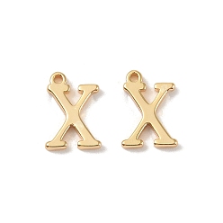 Letter X Латунные подвески, реальный 18 k позолоченный, Письмо X, 9.5x6.5x1.3 мм, отверстие : 0.8 мм