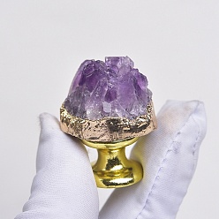 Golden Rough Raw Natural Amethyst Cabinet Door Knobs, Kitchen Drawer Pulls Cabinet Handles, Golden, 30~40mm