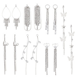 Mixed Shapes 14 шт. 7 стили сплав микропаве прозрачные кубические цирконии большие подвески, платина, разнообразные, 50~100x10~17 мм, 2 шт / стиль