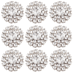 Серебро 30 Кабошоны из сплава со стразами, цветок, серебряные, 19x5.5 мм