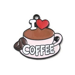Drink Эмалевые подвески из сплава на кофейную тематику, я люблю кофе, 23x24.5x1.5 мм, отверстие : 1.6 мм