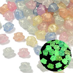 (52) Непрозрачная лаванда Светящиеся прозрачные акриловые бусины, медведь, с блеском порошок, разноцветные, 15x21x16 мм, отверстие : 2.5 мм, 160 шт / 500 г