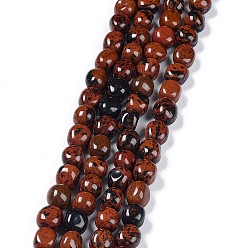 Obsidienne Acajou Naturelles acajou obsidienne brins de perles, pépites en pierre roulée, 6.5~15x7~14x7~14mm, Trou: 1~1.4mm, Environ 32~33 pcs/chapelet, 15.16~ 15.75 pouce (38.5~40 cm)