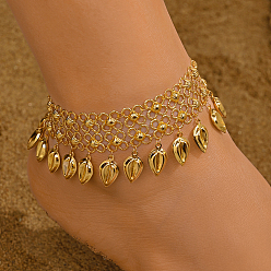 Золотой Рамадан и Ид Мубарак латунные подвески в виде листьев на лодыжку для женщин праздничные украшения для вечеринок, золотые, 8-1/2 дюйм (215 мм)