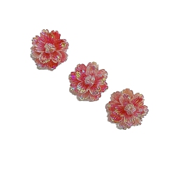 Светло-Вишневый Светящиеся цветочные кабошоны из смолы, светится в темноте, светло-вишневый, 25 мм, 10 шт / комплект