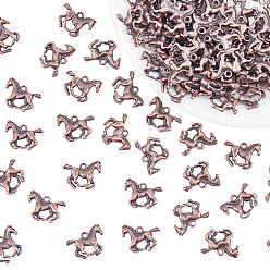 Red Copper Tibetan Style Alloy Pendants, Lead Free & Cadmium Free & Nickel Free, Horse, Red Copper, 19x14x3mm, Hole: 2mm, 100pcs/box
