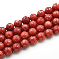 Коралловый Природного кварца нитей бисера, окрашенные, круглые, имитация юго-красный агат, коралл, 10~10.5 мм, отверстие : 1~1.2 мм, около 37~38 шт / нитка, 14.76~15.16 дюйм (37.5~38.5 см)