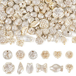 Античный Белый 100г перламутровых непрозрачных акриловых бусин, разнообразные, старинный белый, 9~18x8.5~29x3~14 мм, отверстие : 1.6~4 мм