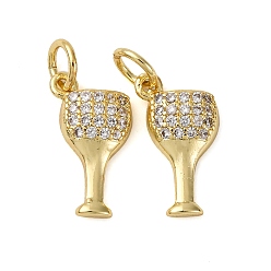 Настоящее золото 18K Латунные микропаве прозрачные кубические циркониевые подвески, бокал, с целью перехода в кольце, долговечный, без кадмия и без свинца, стойки покрытие, реальный 18 k позолоченный, 14x8x2.5 мм, отверстие : 3 мм