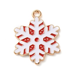 Снежинка Подвески из эмали и сплава, рождественские темы амулеты, золотые, снежинка, 25.5x20x1.2 мм, отверстие : 2 мм