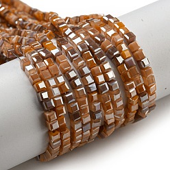 Перу Стеклянные бусины с гальваническим покрытием , с полным покрытием цвета радуги, граненые, кубические, Перу, 2~2.5x2.5~3x2.5~3 мм, отверстие : 0.8 мм, около 186 шт / нитка, 18.31'' (46.5 см)