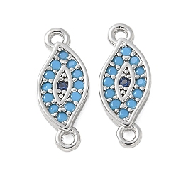 Платина Шармы-соединители из латуни с микропаве из кубического циркония, без кадмия, без никеля и без свинца, злые глаза, платина, 13x5x2 мм, отверстие : 1 мм