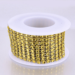 Gold 8 Rows Plastic Diamond Mesh Wrap Roll, Rhinestone Ribbon, with Spool, for Wedding, Birthday, Baby Shower, Arts & Crafts, Gold, 40x1mm, about 6.56 Feet(2m)/roll