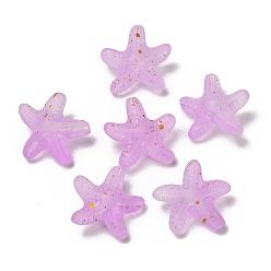 Сливовый Непрозрачные акриловые бусины, морская звезда, с золотой порошок, слива, 18x19x9 мм, отверстие : 1.6 мм, Около 375 шт / 500 г