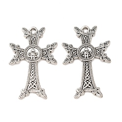 Античное Серебро Сплавочные подвески тибетского стиля, амулеты в виде армянского креста, античное серебро, 30x19x1.7 мм, отверстие : 1.5 мм, Около 526 шт / 1000 г
