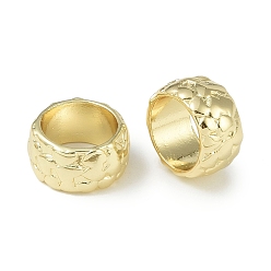 Настоящее золото 18K Стойки обшивки латунные бусины, бусины с большим отверстием, долговечный, без свинца и без кадмия, реальный 18 k позолоченный, 12.5x6.5 мм, отверстие : 9.5 мм