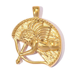 Настоящее золото 18K 304 подвески из нержавеющей стали, ионное покрытие (ip), амур прелести, ручная полировка, реальный 18 k позолоченный, 22x18 мм, отверстие : 2.6 мм