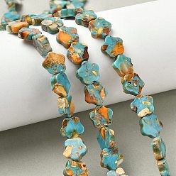 Желтый Окрашенные нити синтетических бус императорской яшмы, цветок, желтые, 10~10.5x10~10.5x3~3.5 мм, отверстие : 1~1.2 мм, около 41~42 шт / нитка, 15.75'' (40 см) ~ 16.14'' (41 см)