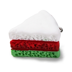 Темно-Красный Подвески из смолы в форме торта, с железной платиной петлей, имитация пищевых амулетов, темно-красный, 24x19x15 мм, отверстие : 2 мм