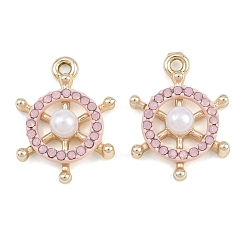 Golden Alloy & Resin & ABS Plastic Pearl Pendants, Helm Charms, Long-Lasting Plated, Rack Plating, Golden, 23x17x6.5mm, Hole: 1.9mm