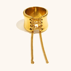 Золотой 316 Открытые кольца манжеты из хирургической нержавеющей стали, шнурки кисточки кольца для манжет, золотые, размер США 6 (16.5 мм)