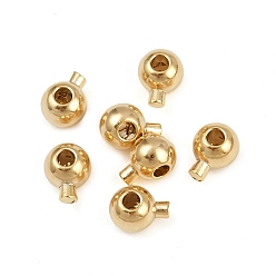 Настоящее золото 24K Зажимные бусины из латуни, без кадмия и без свинца, круглые, реальный 24 k позолоченный, 4.5x3.5x3 мм, отверстие : 1.2 мм