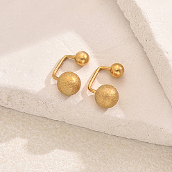 Золотой Круглые серьги-гвоздики из нержавеющей стали, золотые, 15x7 мм