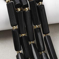 Шунгит Бусы из натурального шунгита, колонка, с бисером, 14~30x6.5~7.5x6.5~7.5 мм, отверстие : 1 мм, около 13~15 шт / нитка, 15.87'' (40.3 см) ~ 16.06'' (40.8 см)