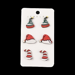 (52) Непрозрачная лаванда Набор сережек-гвоздиков на рождественскую тематику, с деревянной и стальной иглой, платина, разноцветные, 14~16.5x12.5~20 мм