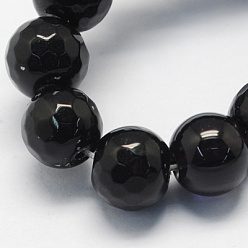 Black Natural Jade Bead Strands, Dyed, Faceted, Round, Black, 10mm, Hole: 1mm, 38pcs/strand, 14.5 inch