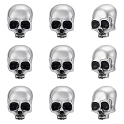 Argent Antique 10 Lot de fermoirs de revers en alliage pour vêtements de sac à dos, parfaits pour Halloween, crane, argent antique, 25x19mm