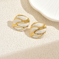 Белый Квадратные серьги-гвоздики из нержавеющей стали, золотые, белые, 21.2 мм