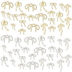 Platinum & Golden 6 Styles 2 Colors Rack Plating Alloy Pendants, Bowknot, Platinum & Golden, 20~40x12~33x2~5mm, Hole: 1~5mm, 4pcs/style