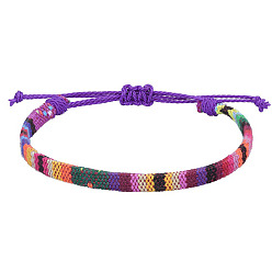 Разноцветный Регулируемые браслеты в стиле бохо из хлопка и льна, плетеные для дружбы, красочный
