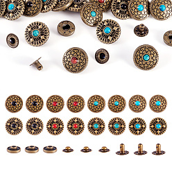 (52) Непрозрачная лаванда Легкие декоративные заклепки, с имитацией бирюзы из смолы и винтами, для кошелька, , украшение кожаных ремесел, плоско-круглые, разноцветные, 17x9.5 мм, отверстие : 2 мм