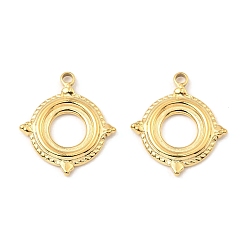 Настоящее золото 18K 304 Настройки кабошон из нержавеющей стали кулон, настройки открытой спины, плоско-круглые, реальный 18 k позолоченный, лоток : 10 мм, 21.5x19x2 мм, отверстие : 1.8 мм