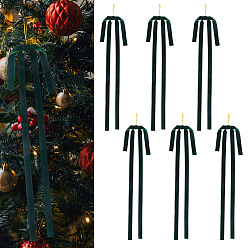 Зеленый Подвесные украшения в виде бантов из полиэстера, для украшения домашней рождественской елки, зелёные, 600~640x400x11 мм, 6 шт / комплект