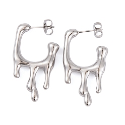 Нержавеющая Сталь Цвет Не тускнеющий плавящийся прямоугольник 304 серьги-гвоздики из нержавеющей стали для женщин, цвет нержавеющей стали, 35x5 мм