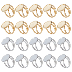 Золотой & Цвет Нержавеющей Стали 20 шт. 2 цвета 304 нержавеющая сталь открытые манжеты кольца настройки, овальные, золотые и нержавеющая сталь цвет, размер США 7 (17.3 мм), лоток : 16x12 мм, 10 шт / цвет
