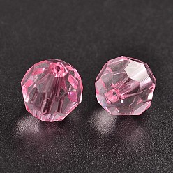 Pink Прозрачные акриловые бусины, граненые круглые, розовые, диаметром около 12 мм , отверстие : 2 мм, Около 568 шт / 500 г