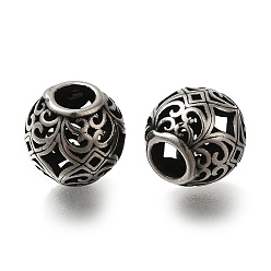 Античное Серебро 304 из нержавеющей стали европейские шарики, бусины с большим отверстием, Rondelle с ромбом, античное серебро, 10x9.5 мм, отверстие : 4 мм