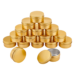 Golden Aluminum Box, with Screw Top Lid, Round, Golden, 7.05x3.5cm, Inner diameter: 6.3cm, 20pcs/box