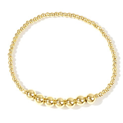Golden Bohemia Brass Round Beaded Stretch Bracelets, Golden, 6.89 inch(17.5cm)