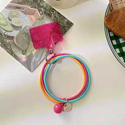Colorful Silicone Phone Lanyard Strap Loop, Wrist Lanyard Strap with Plastic & Alloy Keychain Holder, Colorful, 10.2cm