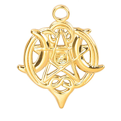 Золотой 304 подвески из нержавеющей стали, очарование луны и звезды, золотые, 25x20 мм