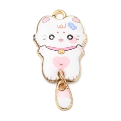 Белый Подвески из эмали и сплава, без кадмия, без никеля и без свинца, золотые, кошачье очарование, белые, 31x15.5x2 мм, отверстие : 2 мм