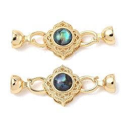 Настоящее золото 18K Застежки-защелки из натуральной латуни и ракушки пауа, без кадмия, без никеля и без свинца, цветок, реальный 18 k позолоченный, 39 мм